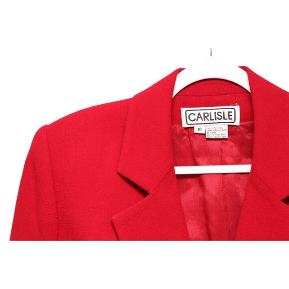Vintage Carlisle Blazer Size 10 Red 100% Wool Classic Business Career Office - Picture 6 of 10